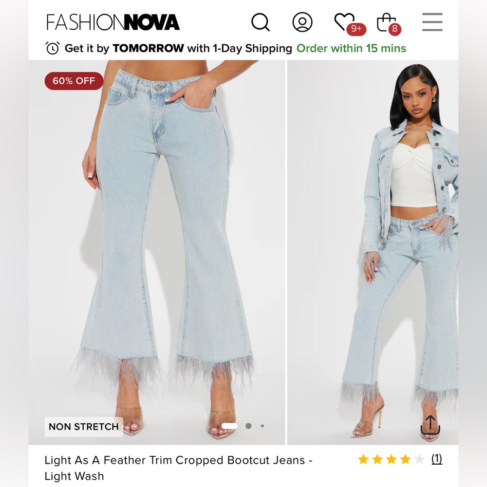 Fashion Nova Light As A Feather Trim Cropped Bootcut Jeans - Light Wash Size 3